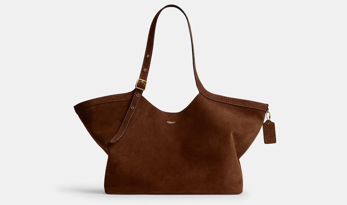 Coach Gramercy Tote in Suede/Brass/Warm Brown, $495 at Coach