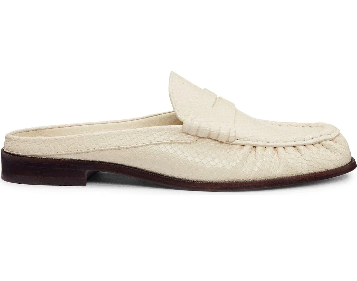Reformation Francine Loafer Mule in Almond Watersnake, $178.80 at Nordstrom