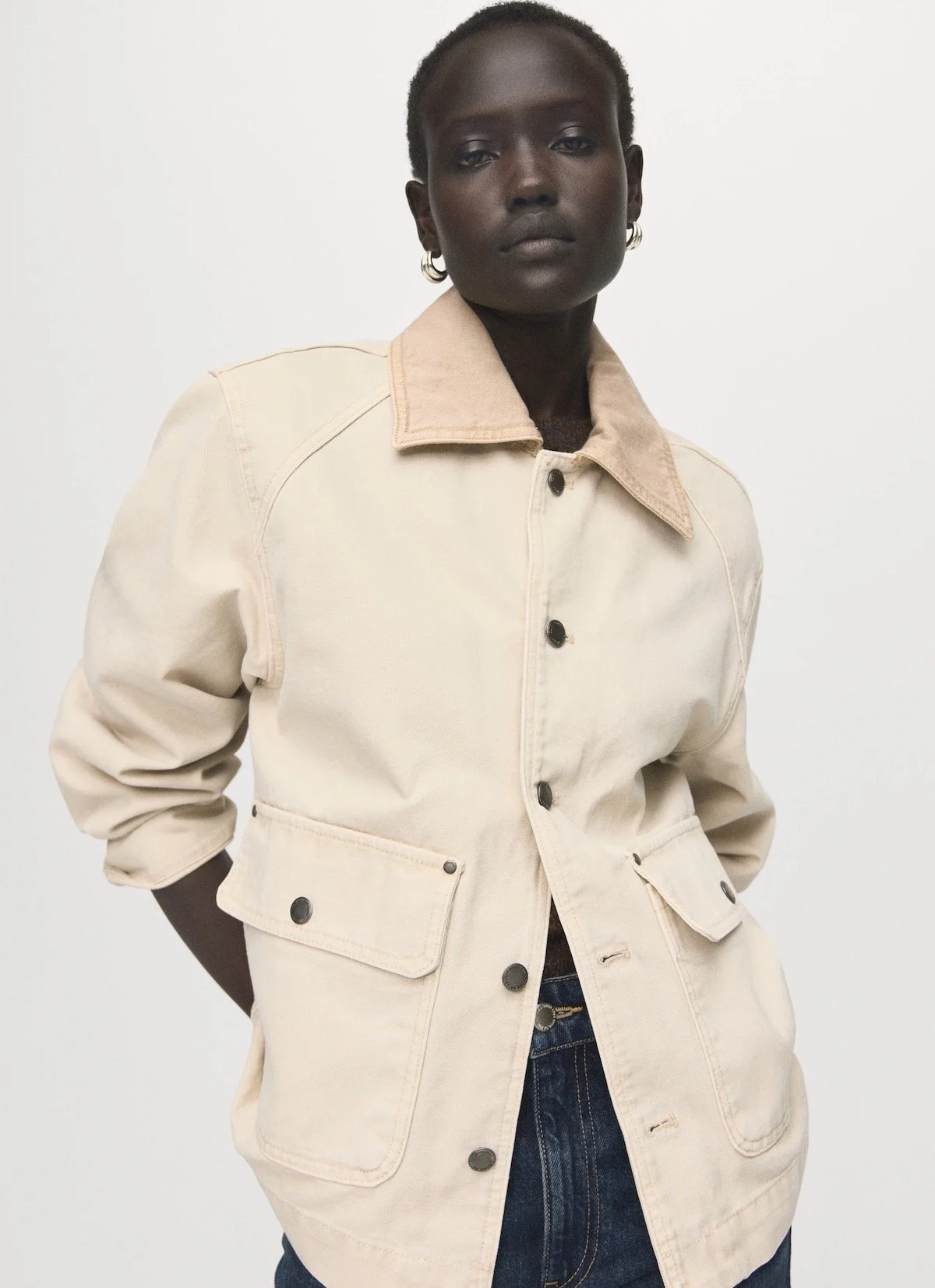 Mango Denim Barn Jacket With Contrasting Collar, $45.99 at Mango