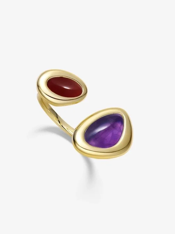 HEFANG Lucky Bean DIY Ring in Carnelian & Amethyst, $240 at HEFANG