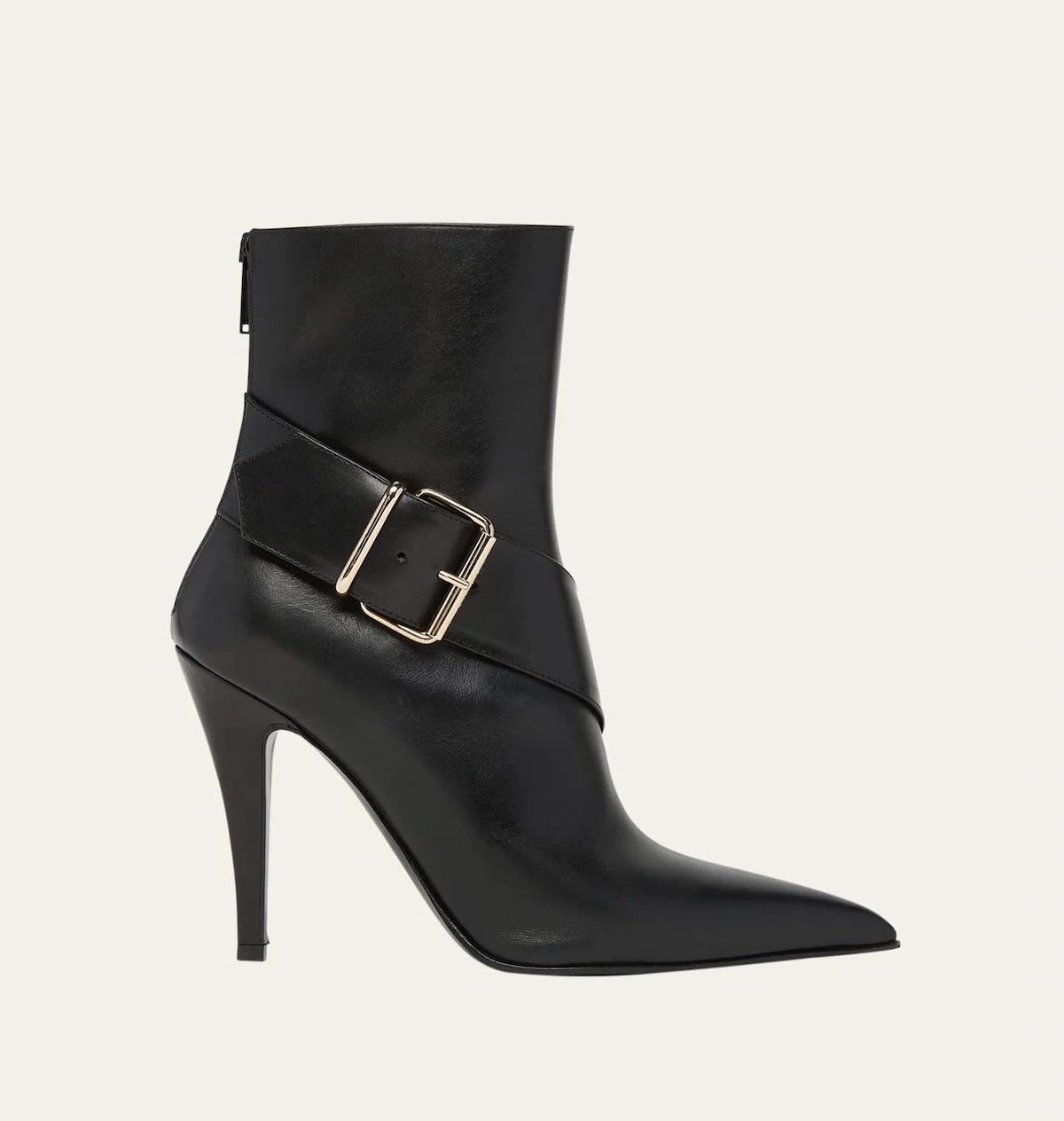McQueen Heron Buckle Leather Ankle Booties, $1,550 at Bergdorf Goodman