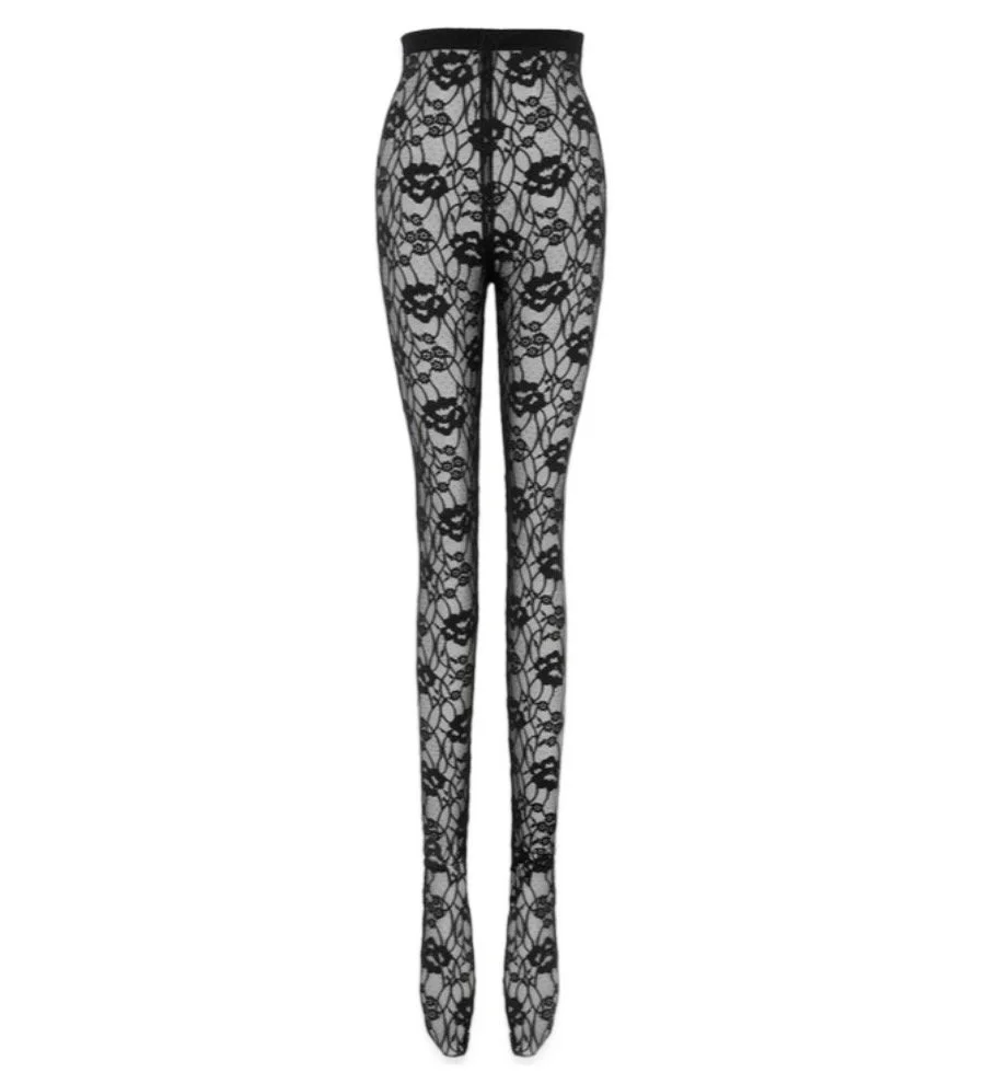 Saint Laurent Lace Stretch Legging Tights, $925 at Senser