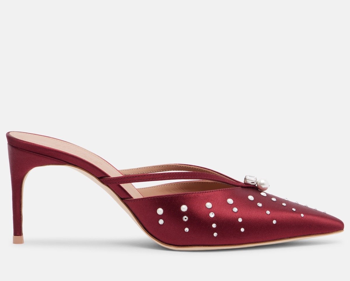 Malone Souliers Marisa 70 Embellished Satin Mules, $510 at Mytheresa