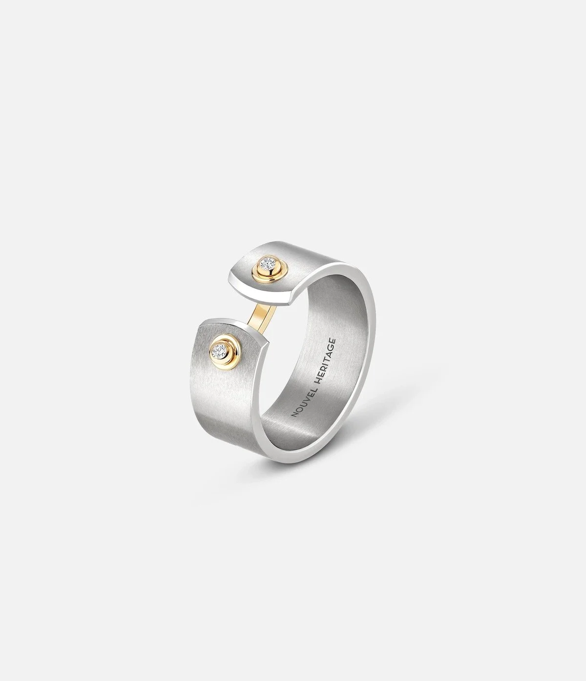 Nouvel Heritage Mood Collection Paris From the Sky Mood Ring in Titanium & Yellow Gold, $1,260 at Nouvel Heritage