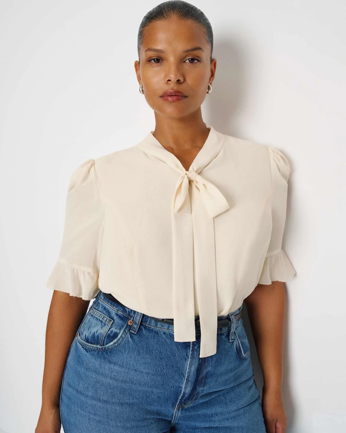 Reformation x Nara Smith Cloud Egg Blouse Es in Fior Di Latte, $148 at Reformation
