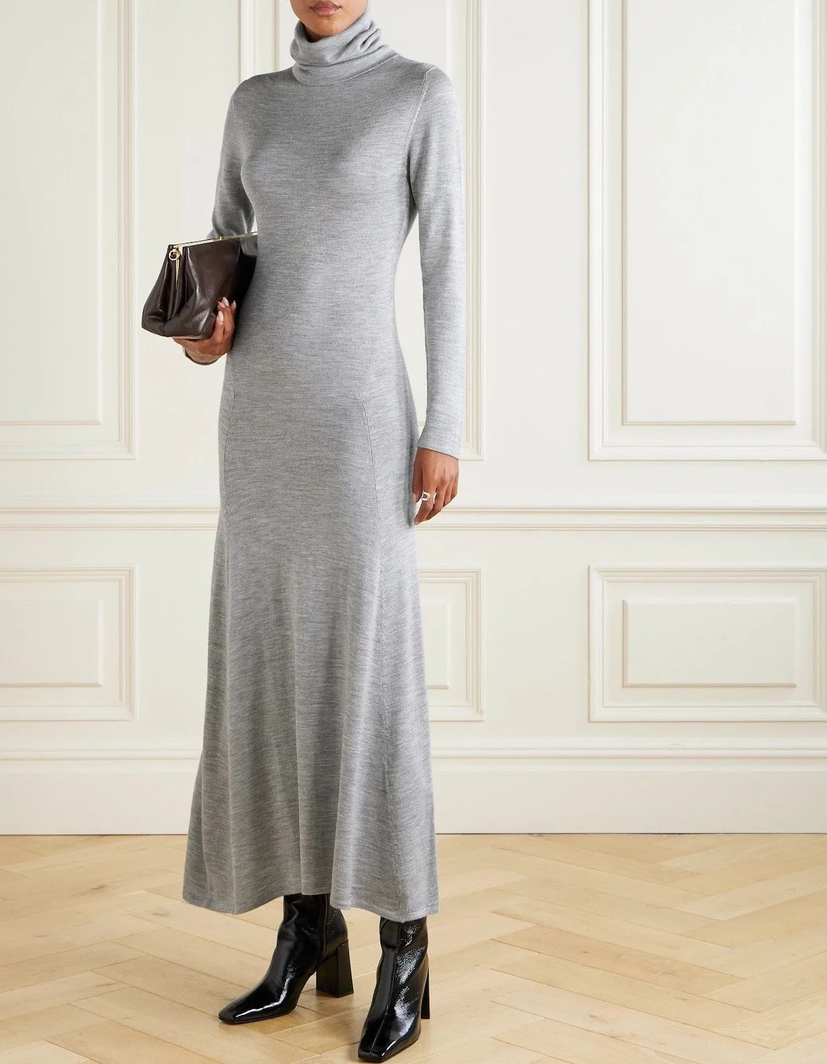 TOVE Suzette Wool and Silk-Blend Turtleneck Midi Dress, $418 at Net-a-Porter