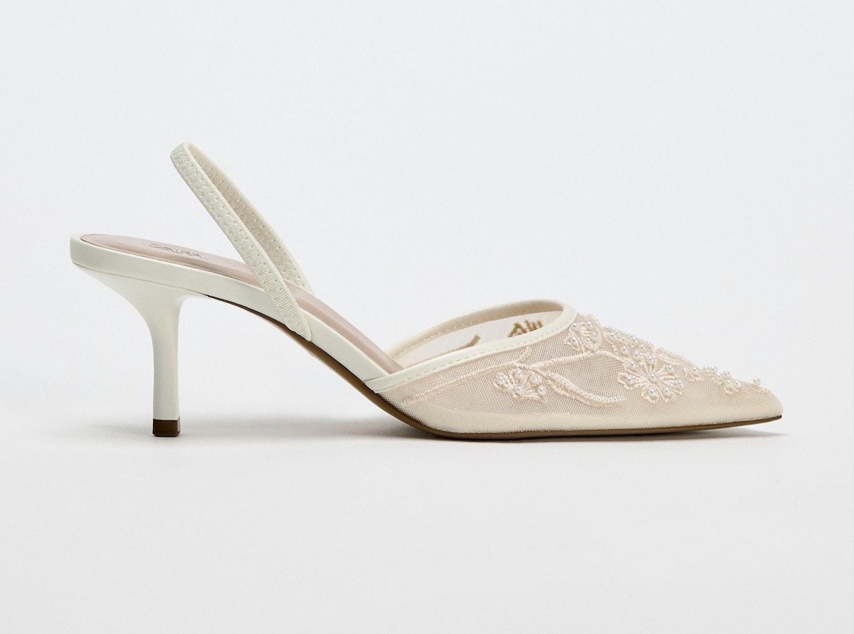 Zara Embroidered Mesh Slingbacks, $99.90 at Zara