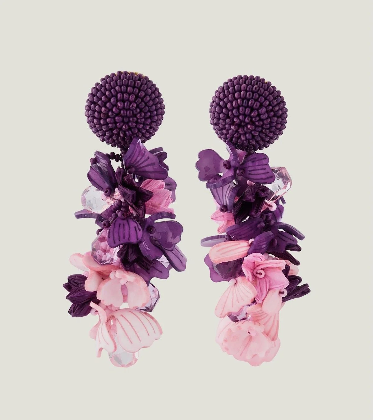 Oscar de la Renta Plexy and Raffia Flowers Earrings, $420 at Bergdorf Goodman