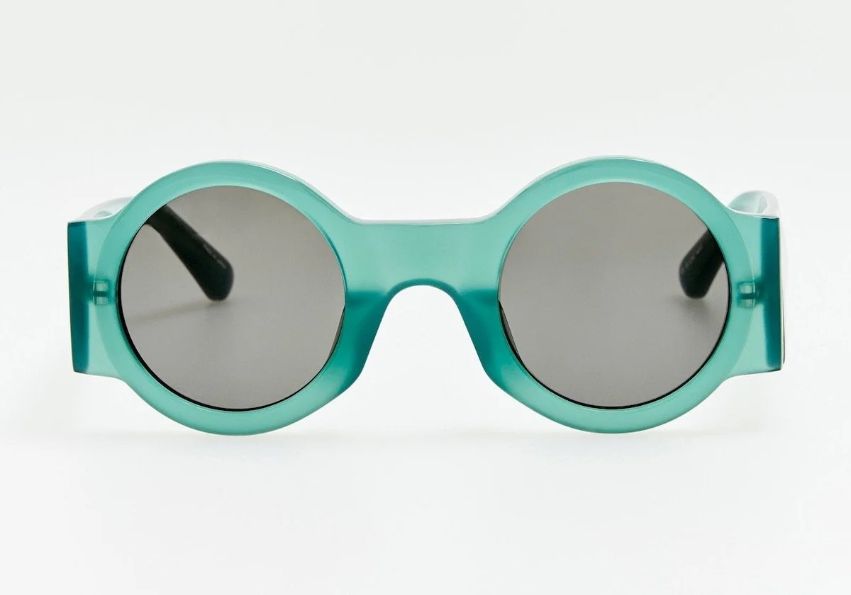 Dries Van Noten Round Sunglasses in Teal, $345 at Linda Farrow