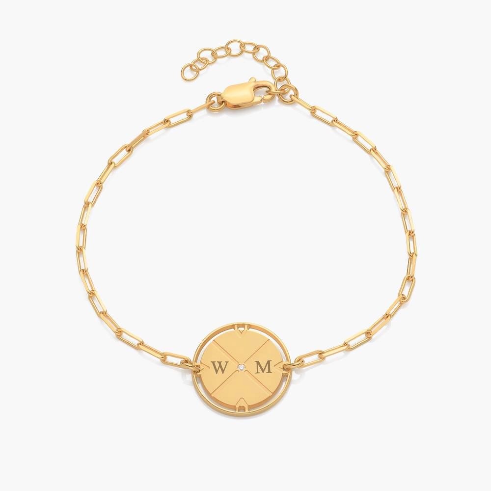 Oak & Luna Engraved Compass Bracelet With Diamond in Gold Vermeil, $145 at Oak & Luna