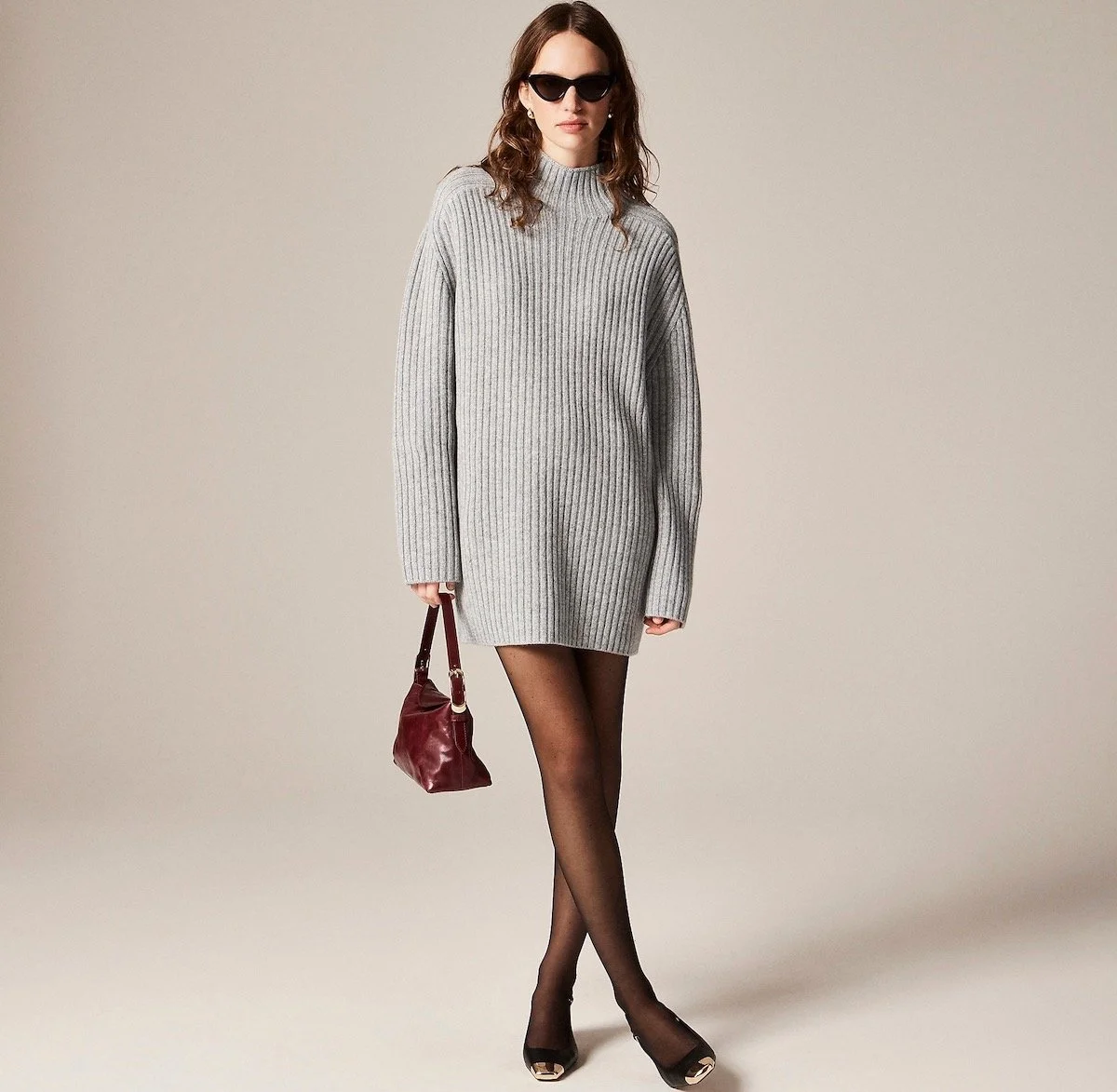 J.Crew Ribbed Turtleneck Mini Sweater-Dress in Vintage Wool, $99.99 at J.Crew