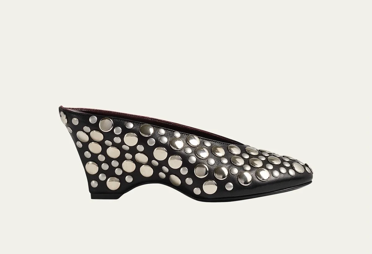 Khaite Cloak Stud Leather Mule Pumps, $1,480 at Bergdorf Goodman