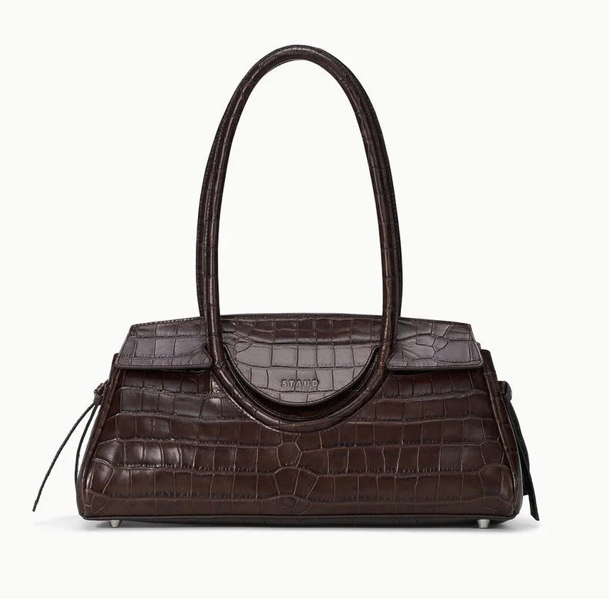 Staud Maude Shoulder Bag Espresso Croco, $550 at Staud