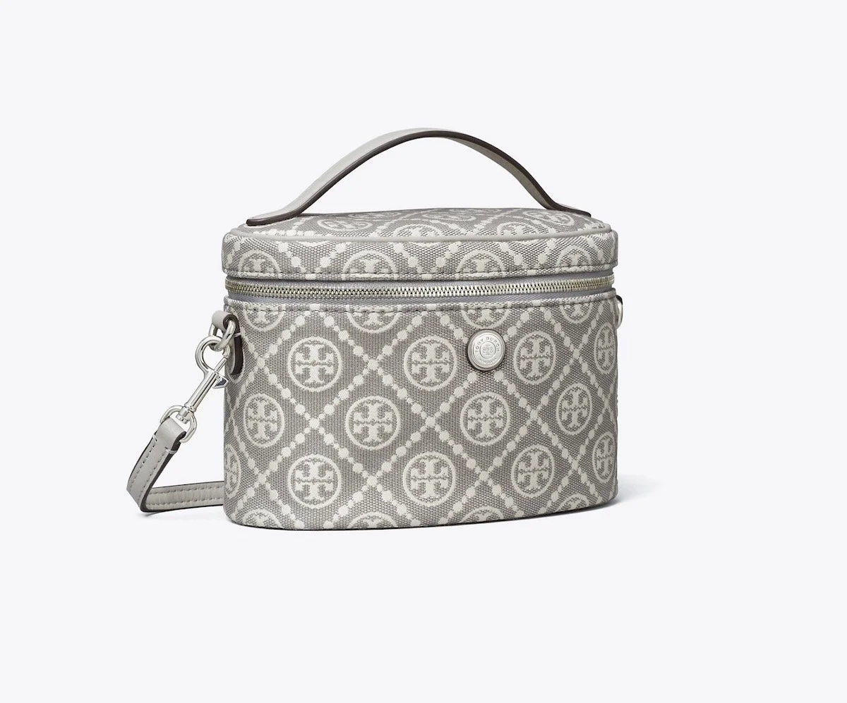 Tory Burch T Monogram Soft Vanity Case in Gray, $370 at Tory Burch