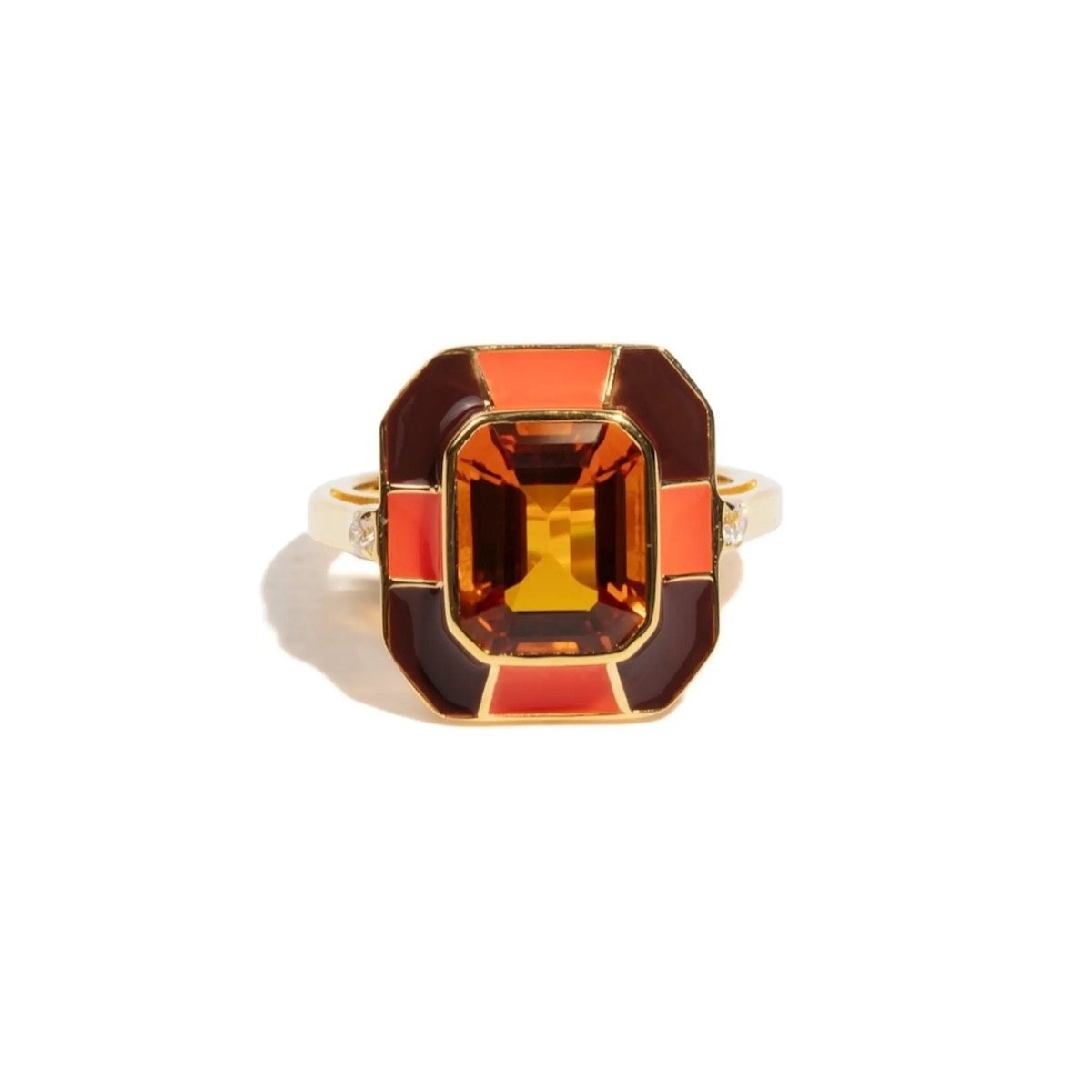 The Bag Icon The Icon Statement Ring in Orange/Brown, $335 at The Bag Icon