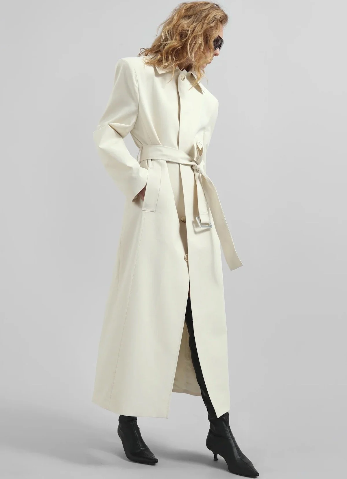 The Frankie Shop Lolland Long Coat in Ivory, $240 at The Frankie Shop