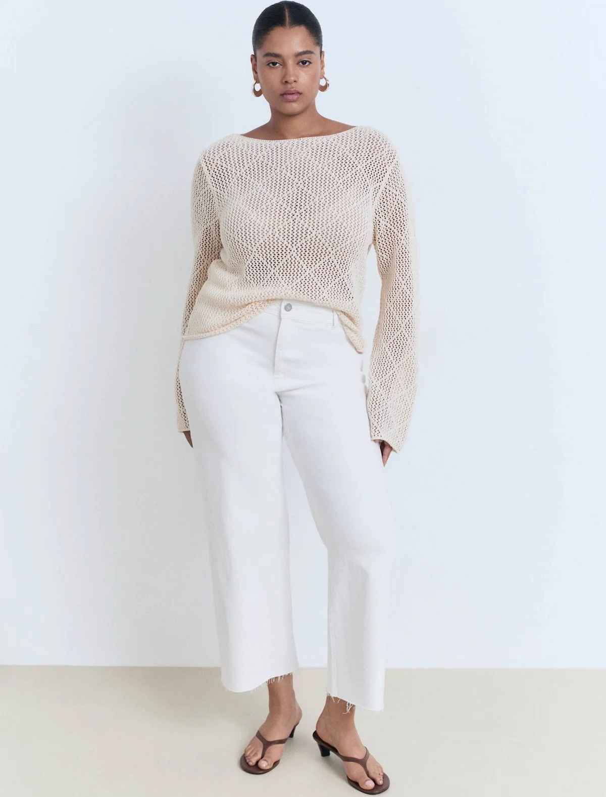 Mango Catherin Culotte High-Rise Jeans in White, $41.99 at Mango