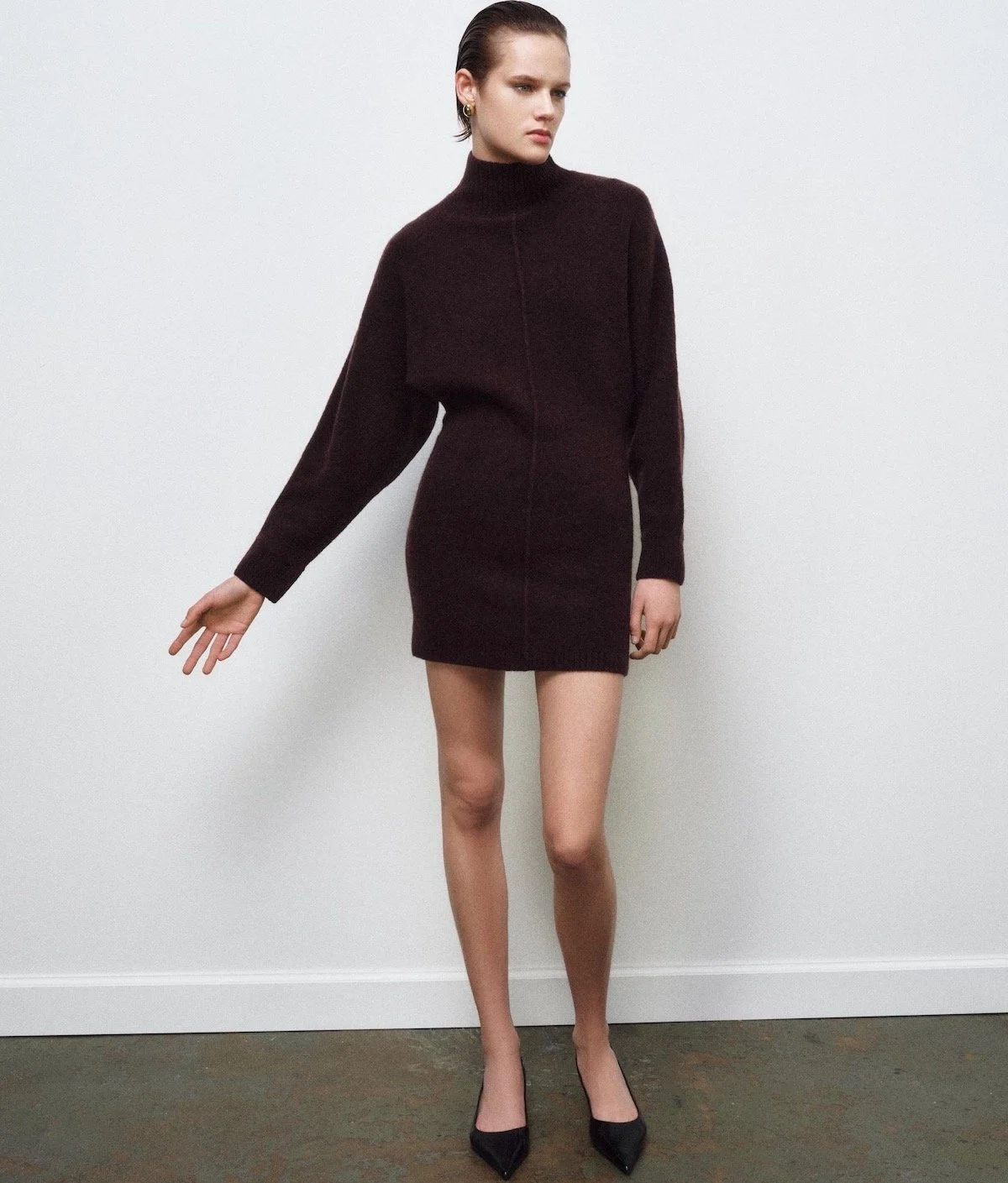 Zara Soft Knit Short Dress in Brown, $35.94 at Zara