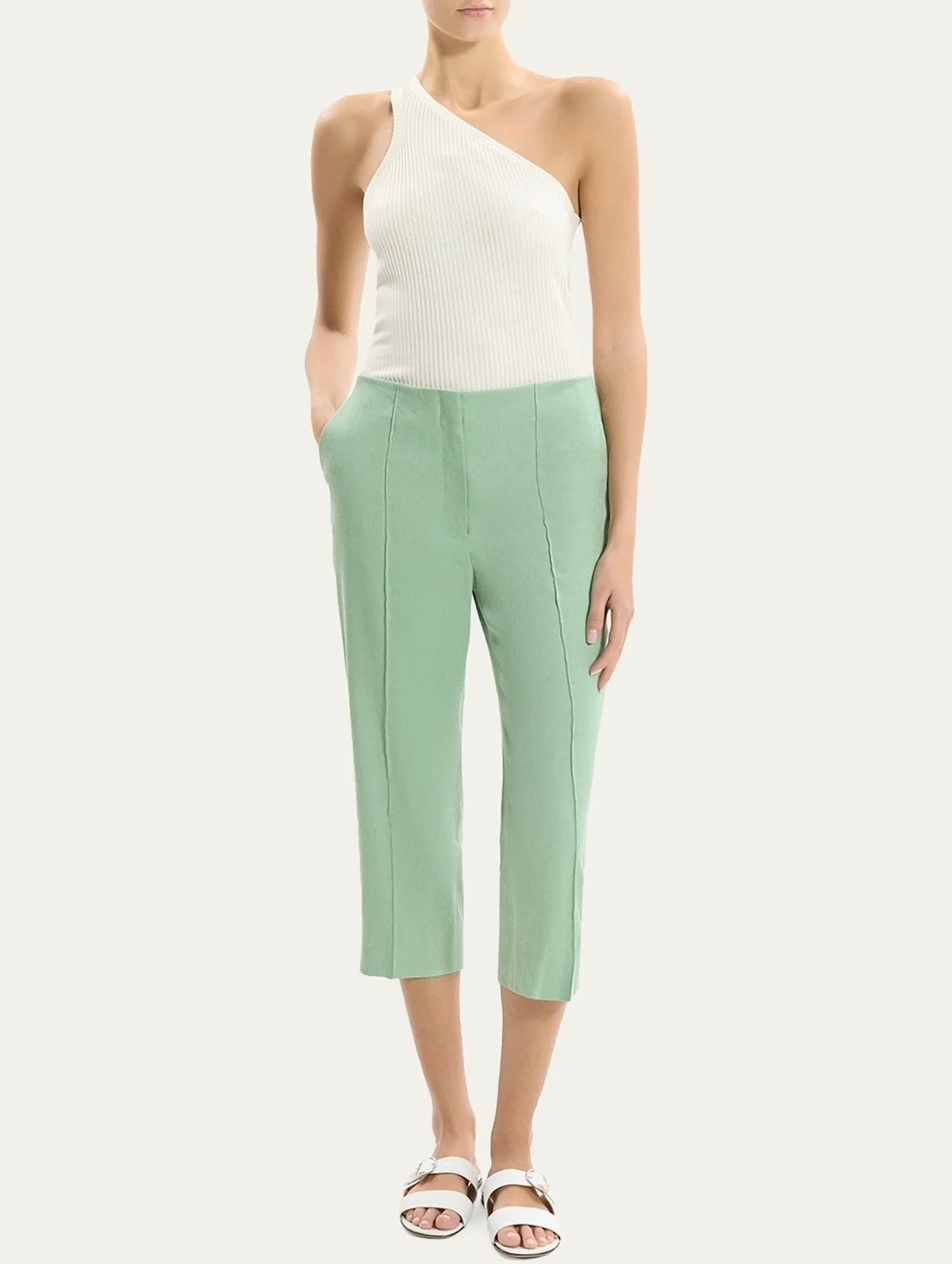 Theory Slit-Cuff Linen-Blend Capri Pants, $295 at Bergdorf Goodman