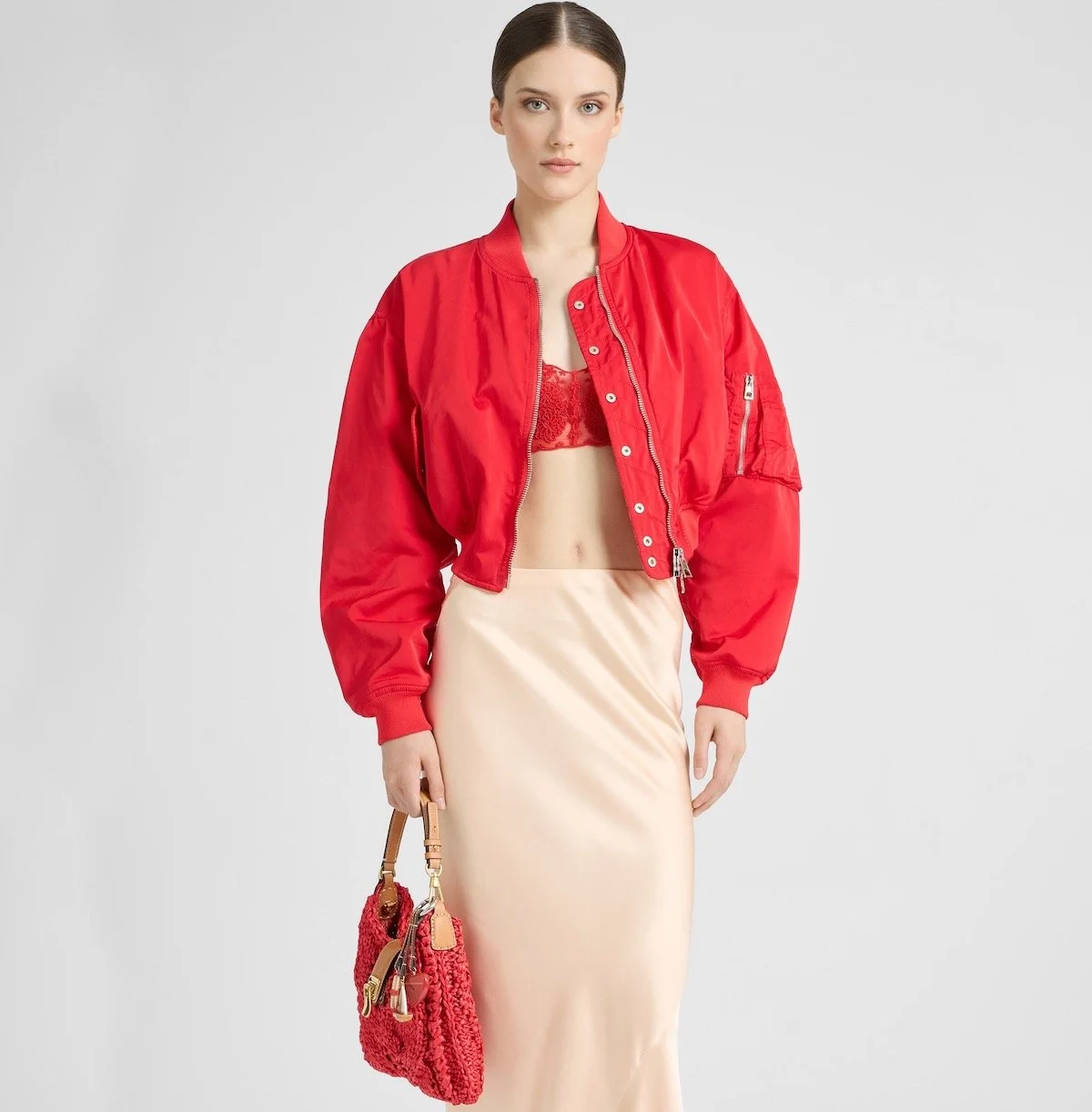 Ermanno Scervino Technical Fabric Bomber With Vichy Interior, $3,085 at Ermanno Scervino