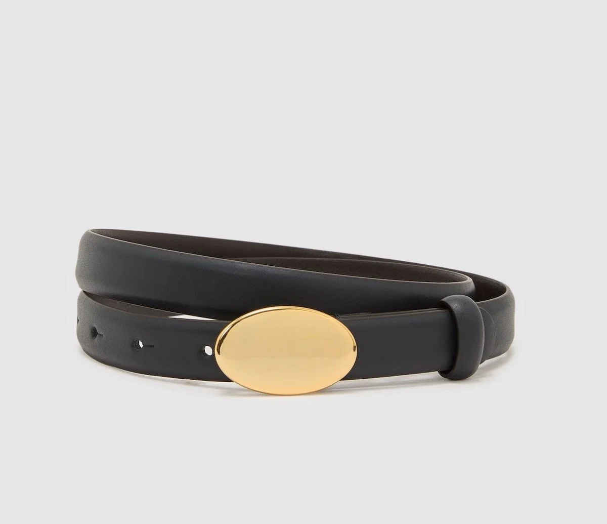 Reiss Elora Leather Oval-Buckle Belt in Navy, $98 at Riess