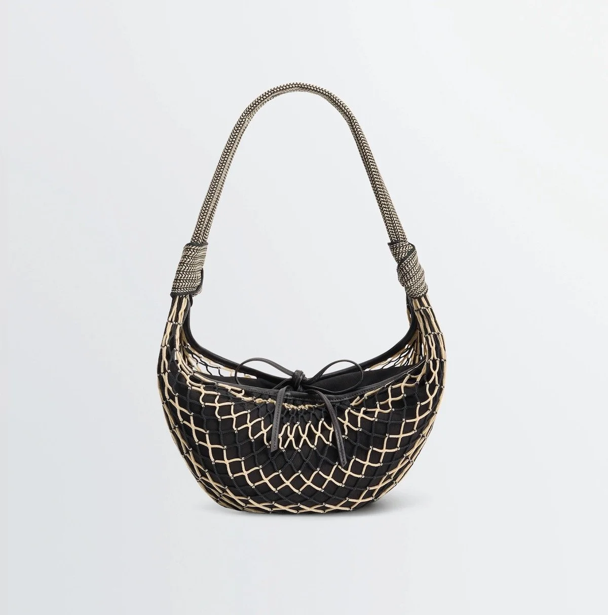 LEMAIRE Fortune Croissant FILT Bag in Chevron Light Beige/Black, $610 at LEMAIRE