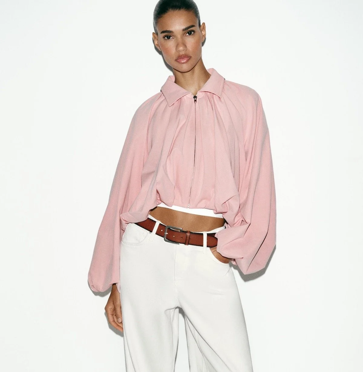 Zara Puff Sleeve Bomber Jacket, $99.90 at Zara