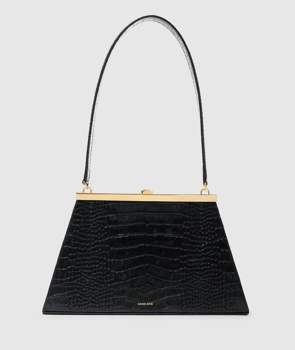 ANINE BING Anine Bag in Black Embossed, $650 at ANINE BING