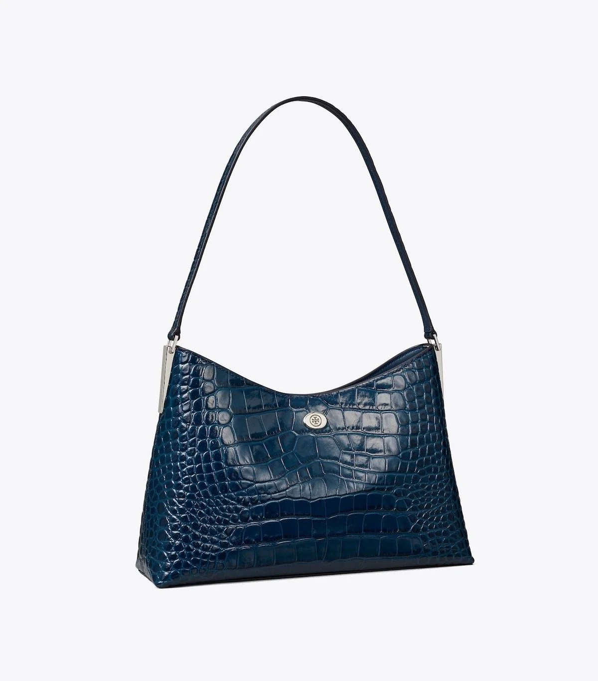 Tory Burch Small Robinson Croc-Embossed Shoulder Bag in Twilight, $319 at Tory Burch