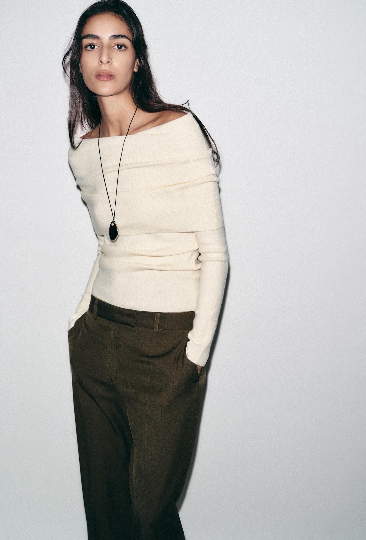 Zara Ruched Strapless Knit Top in Ecru, $34.93 at Zara