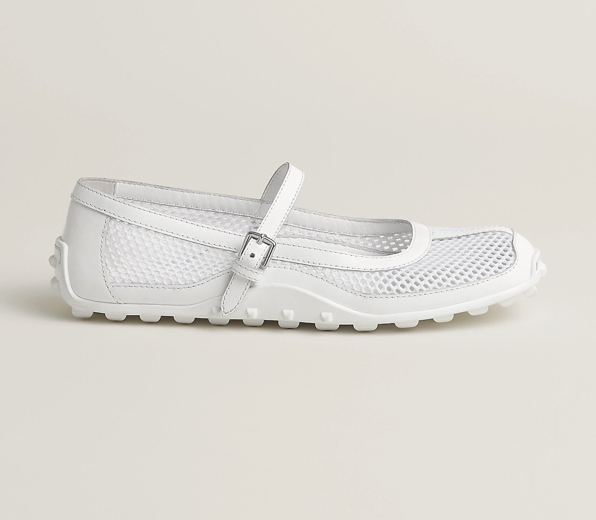 Hermes Kichu Ballet Flat in Blanc, $990 at Hermes