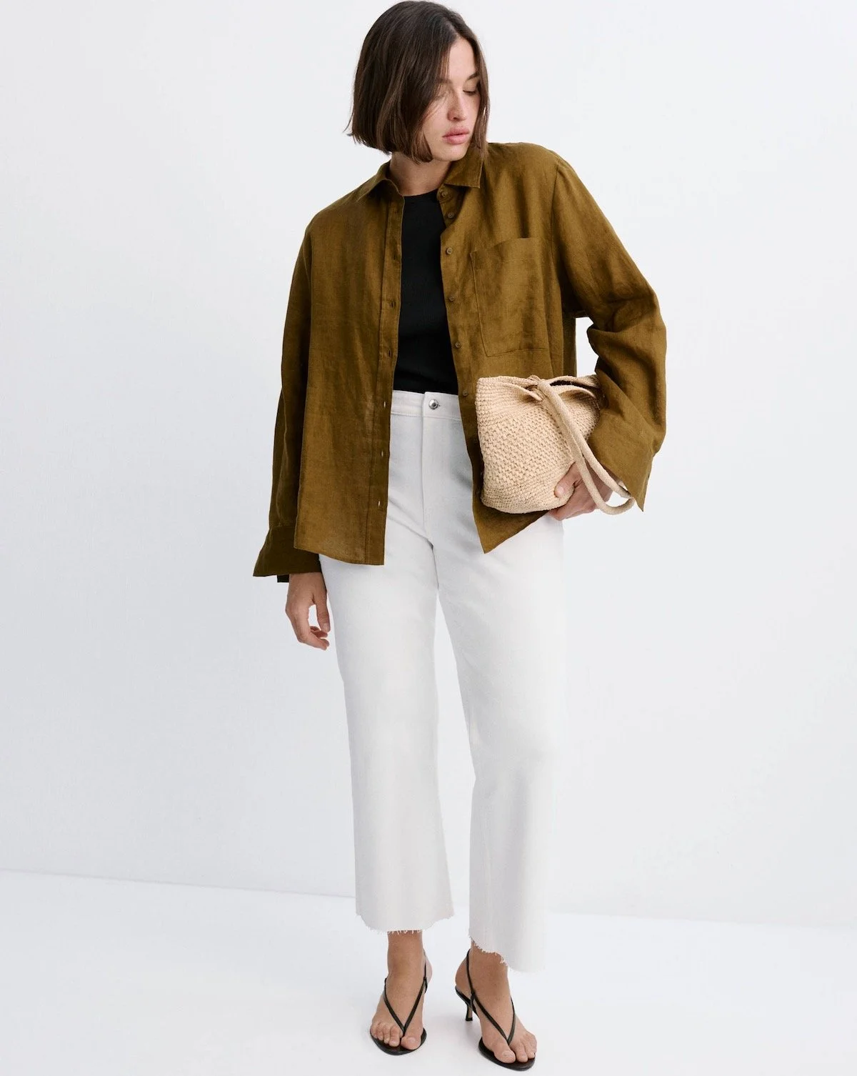 Mango Sienna Flared Cropped Jeans in White, $35.99 at Mango