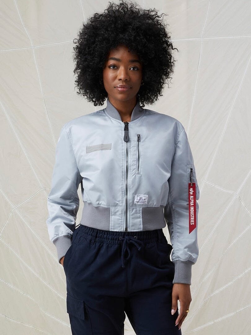 Alpha Industries L-2B Cropped Gen II Bomber Jacket in Blue Gray, $180 at Alpha Industries