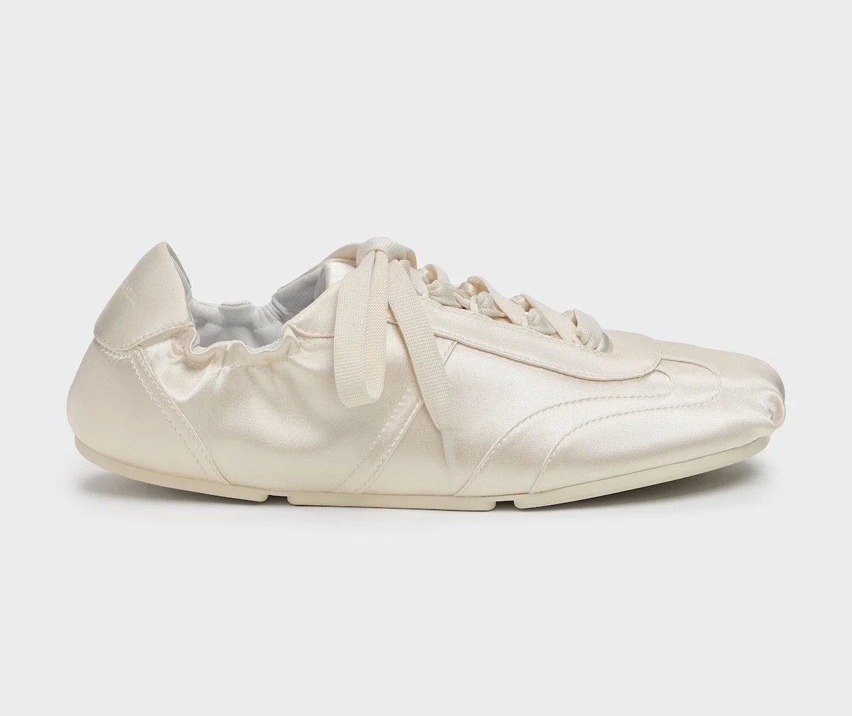 Charles & Keith Cece Satin Ruched Sneakers in Chalk, $103 at Charles & Keith