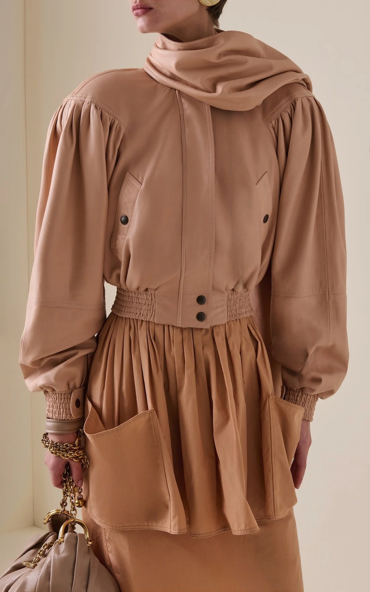 Chloe Draped Leather Bomber Jacket, $7,990 at Moda Operandi