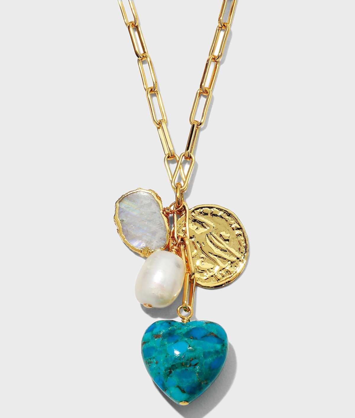 NEST Jewelry Turquoise Heart Charm Necklace, $150 at Neiman Marcus