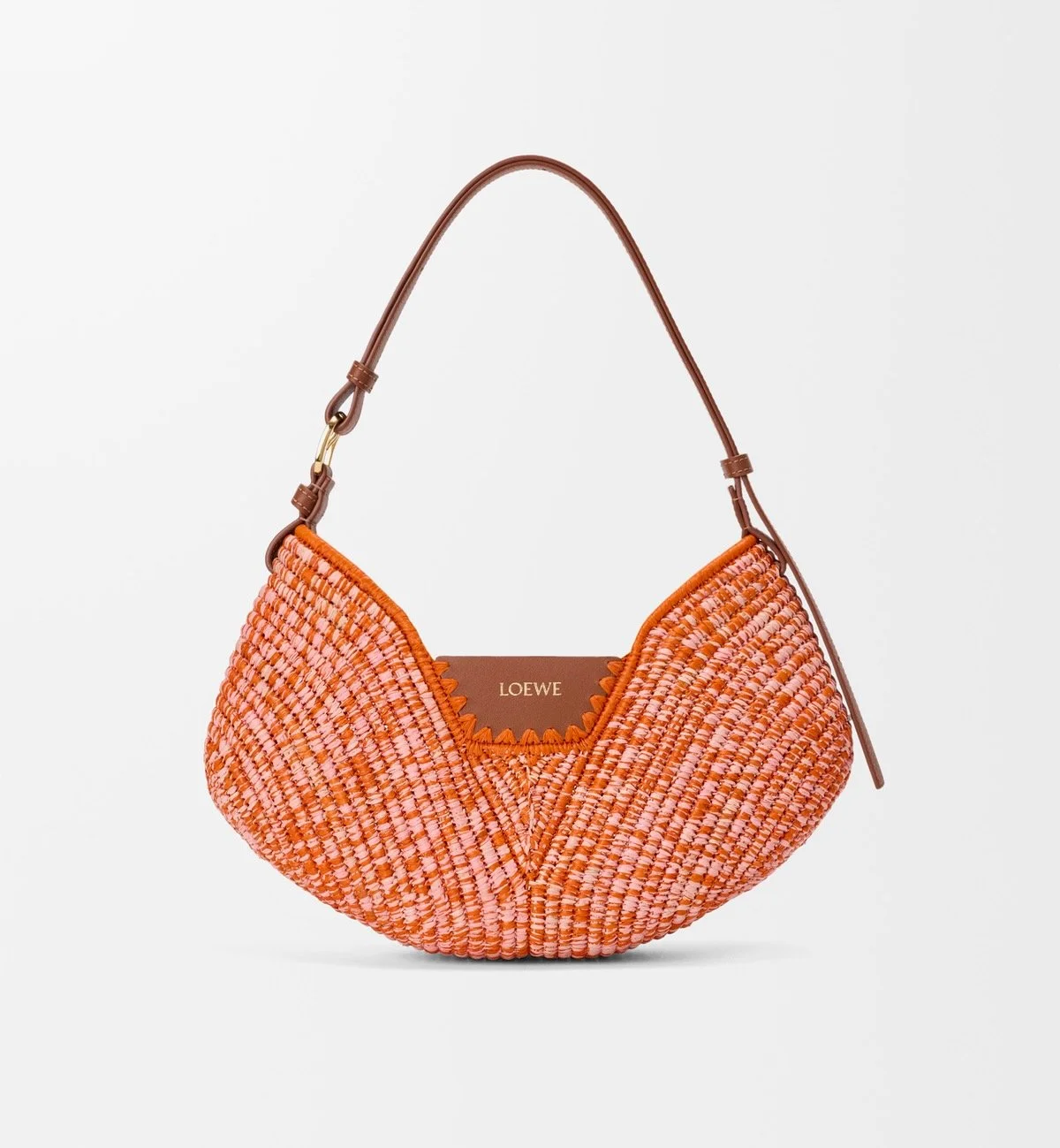 Loewe Medium Loewe Swing Bag in Raffia and Calfskin in Bright Orange/Pink, $1,990 at Loewe