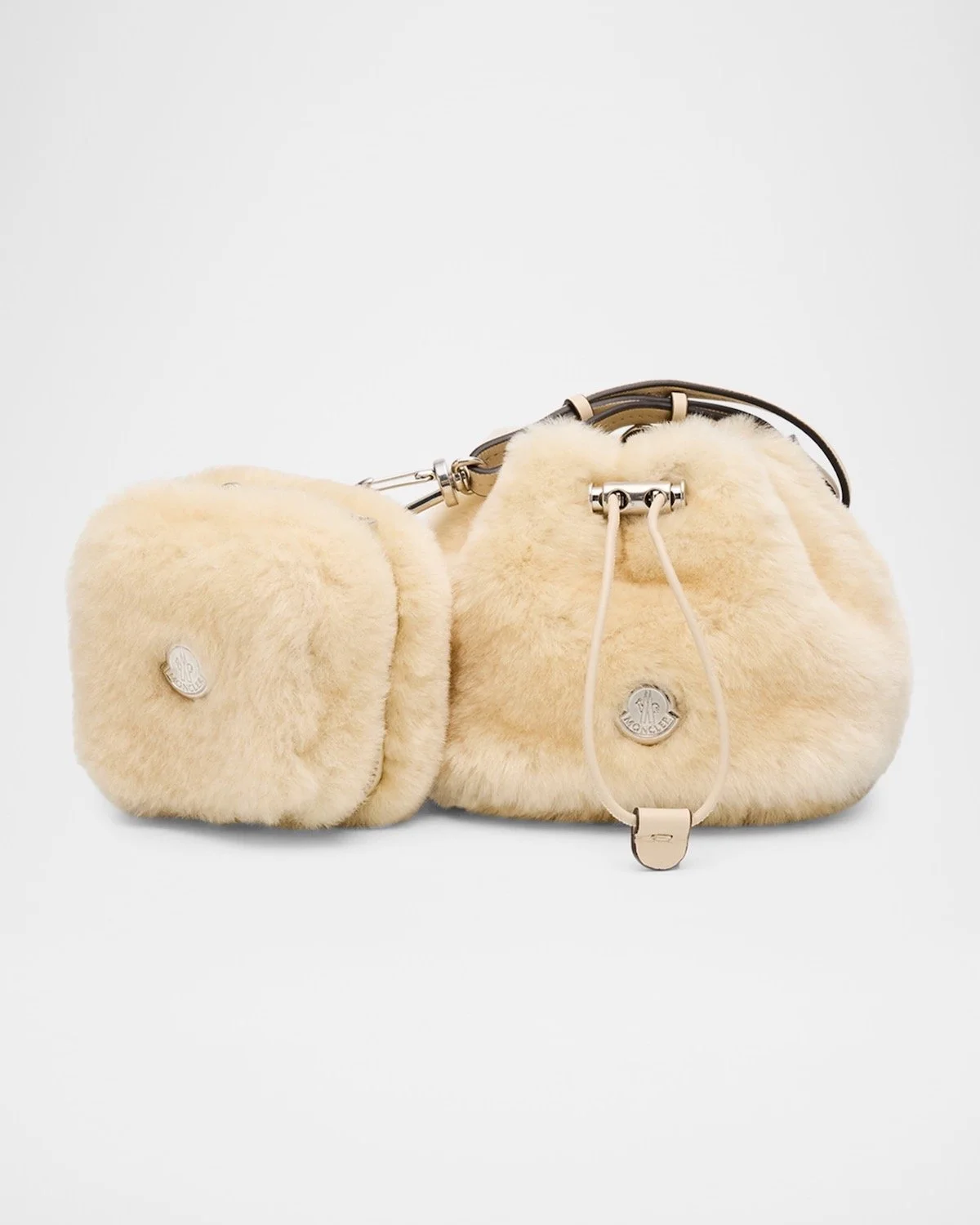 Moncler Shearling Double Pouch Bag With Wrist Strap, $1,350 at Neiman Marcus