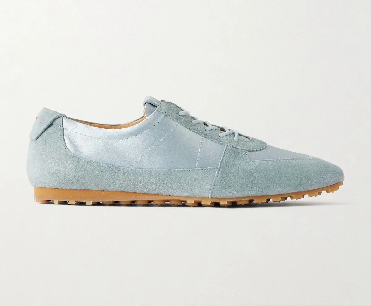 Aeyde Uma Suede and Satin Sneakers in Light Blue, $545 at Net-a-Porter