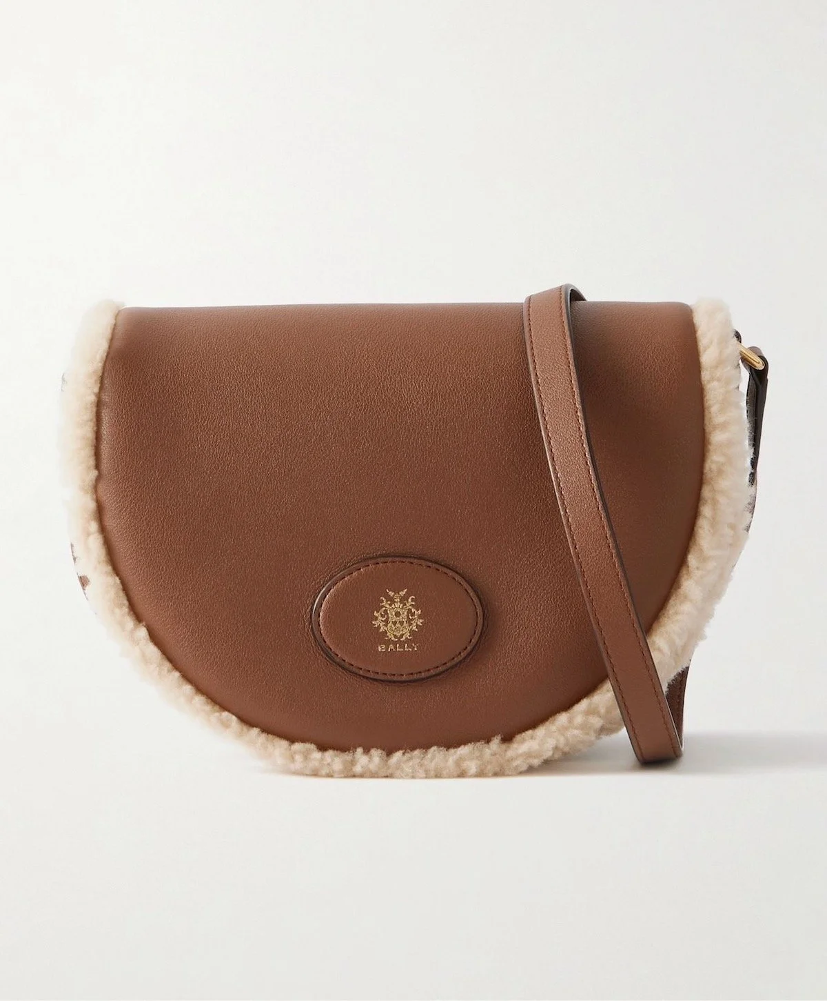 Bally Elisabeth Shearling-Trimmed Leather Shoulder Bag, $995 at Net-a-Porter