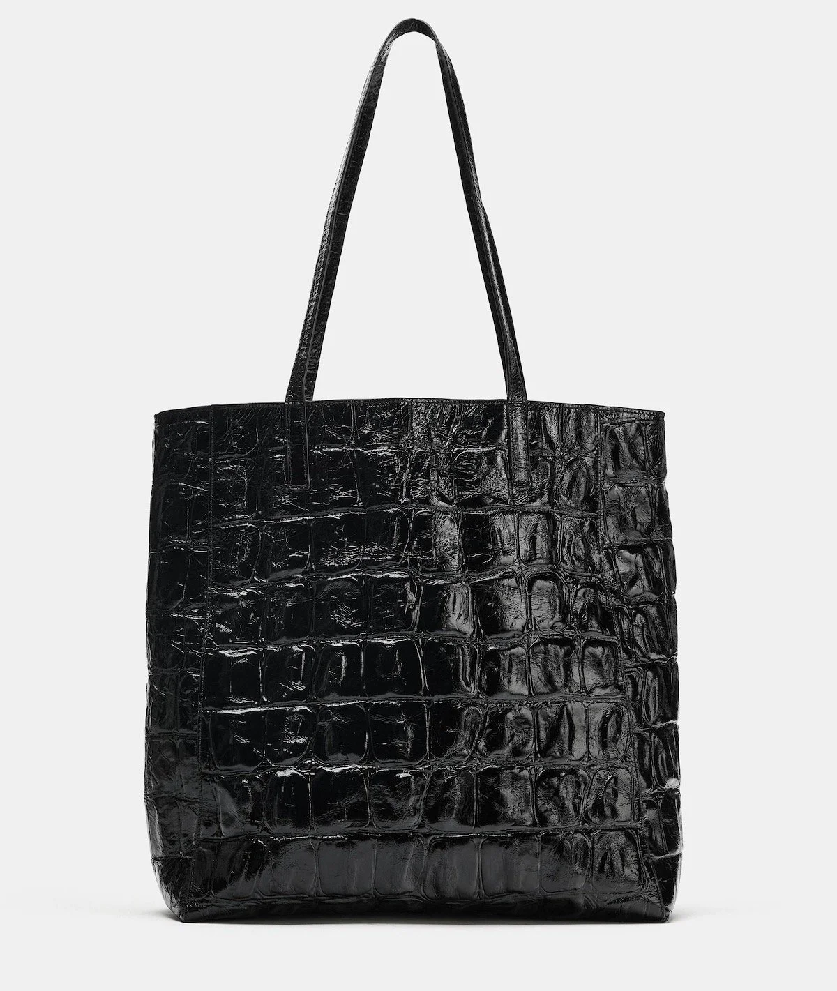 Zara Leather Animal Print Shopper Bag in Black, $259 at Zara