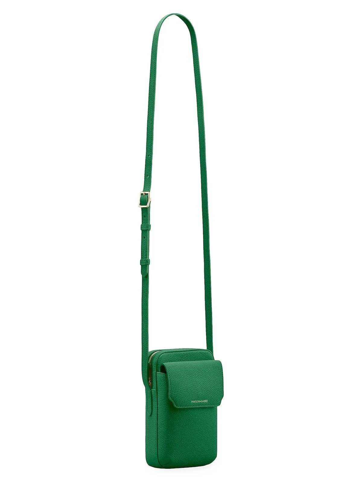 MAISON de SABRÉ Leather Zip Phone Pouch in Emerald Green, $193.60 at Saks