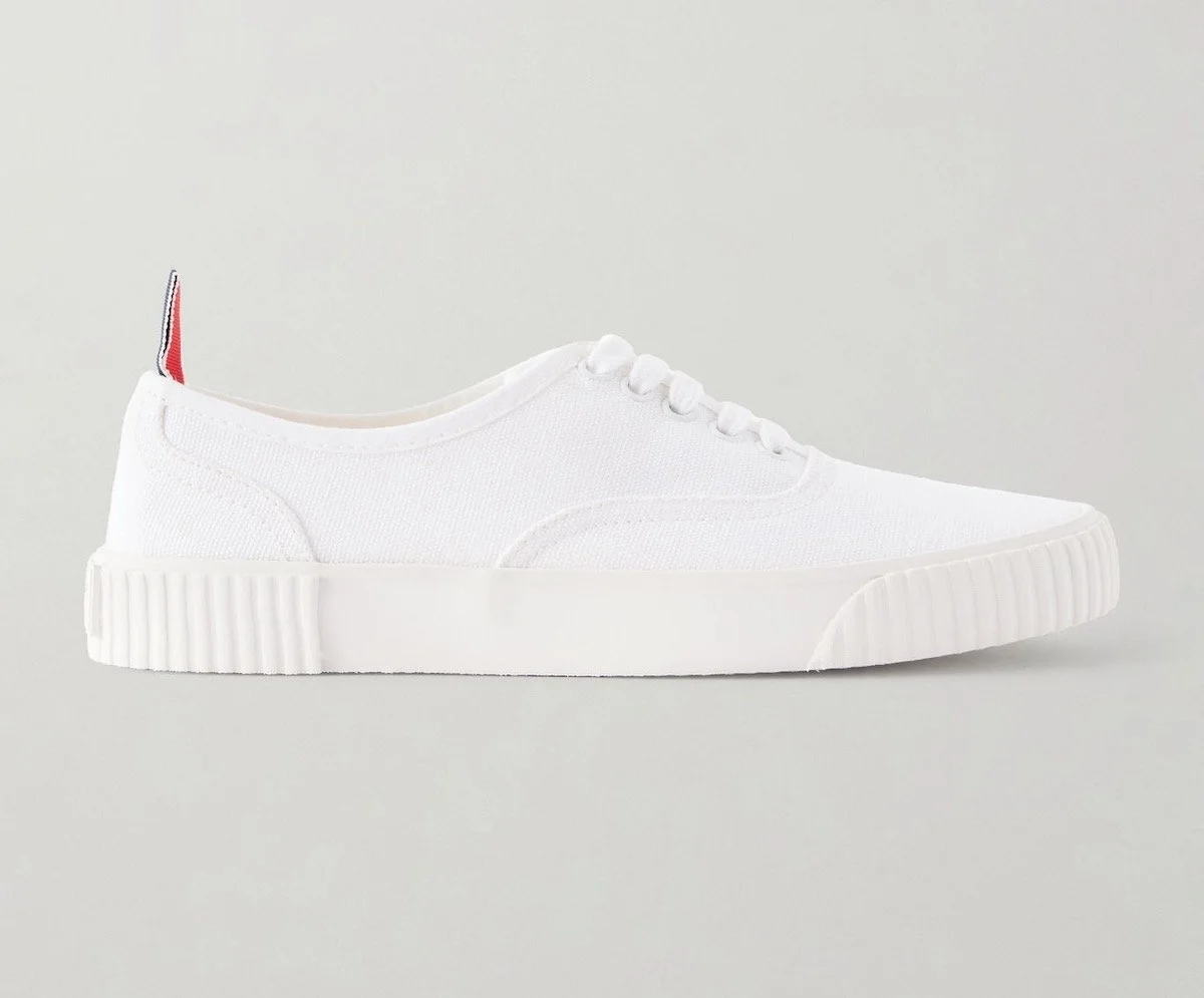 Thom Browne Heritage Grosgrain-Trimmed Cotton-Canvas Sneakers, $550 at Net-a-Porter