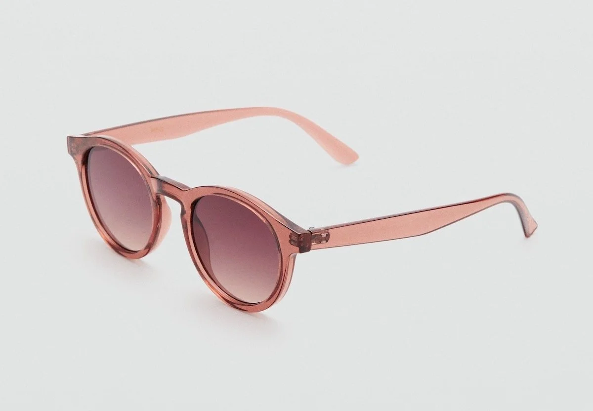 Mango Round-Framed Sunglasses in Peach, $39.99 at Mango