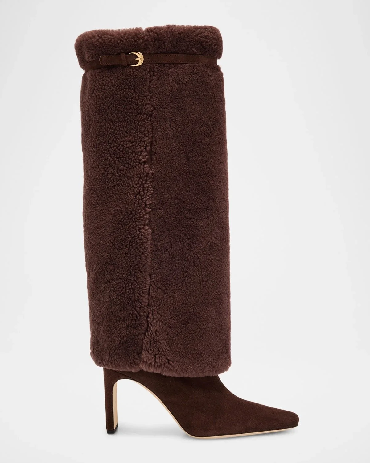 Staud 90mm Wally Shearling Foldover Suede Knee-High Boots, $995 at Neiman Marcus