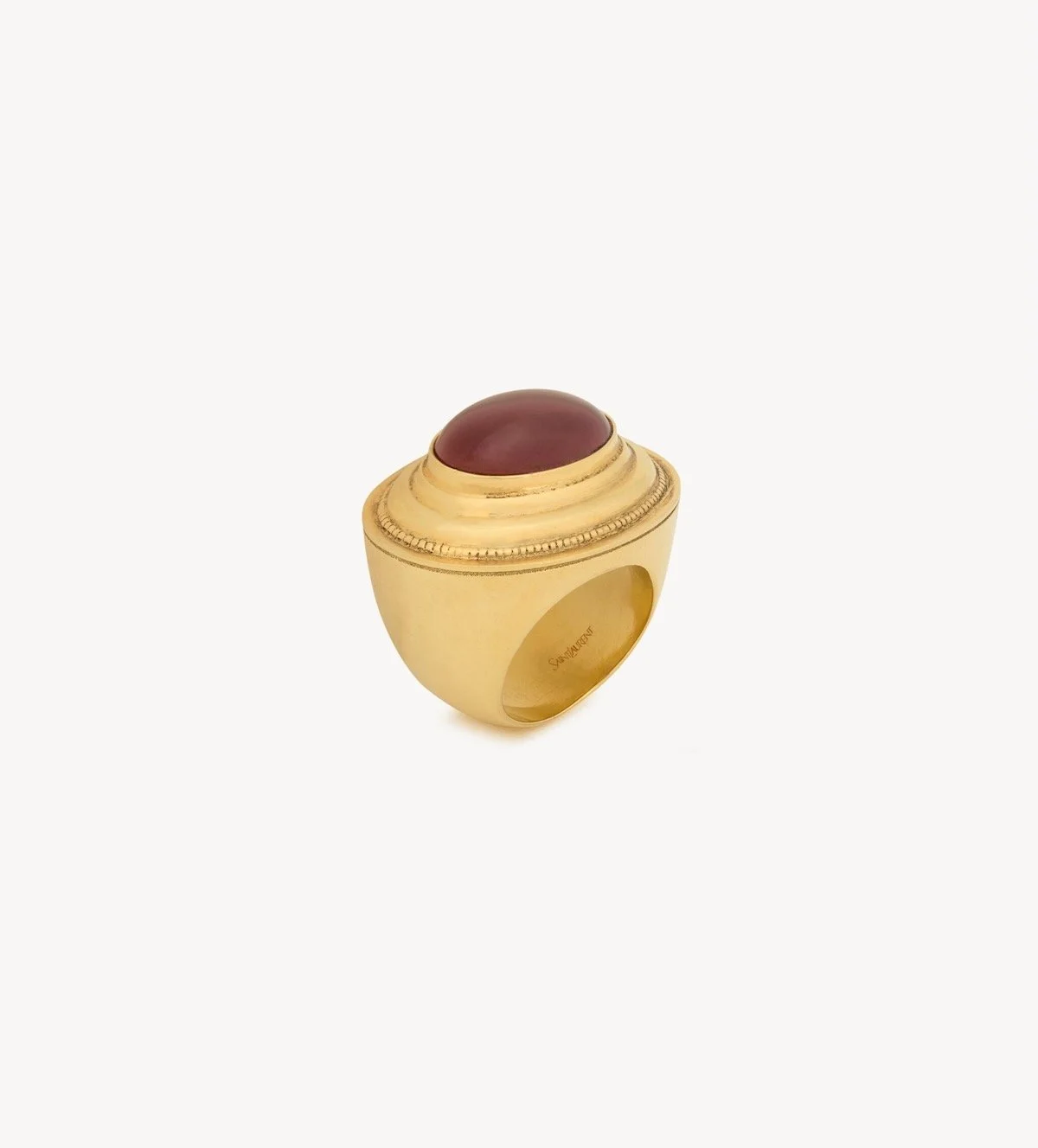 Saint Laurent Cabochon Dome Ring in Agate and Metal, $550 at Saint Laurent
