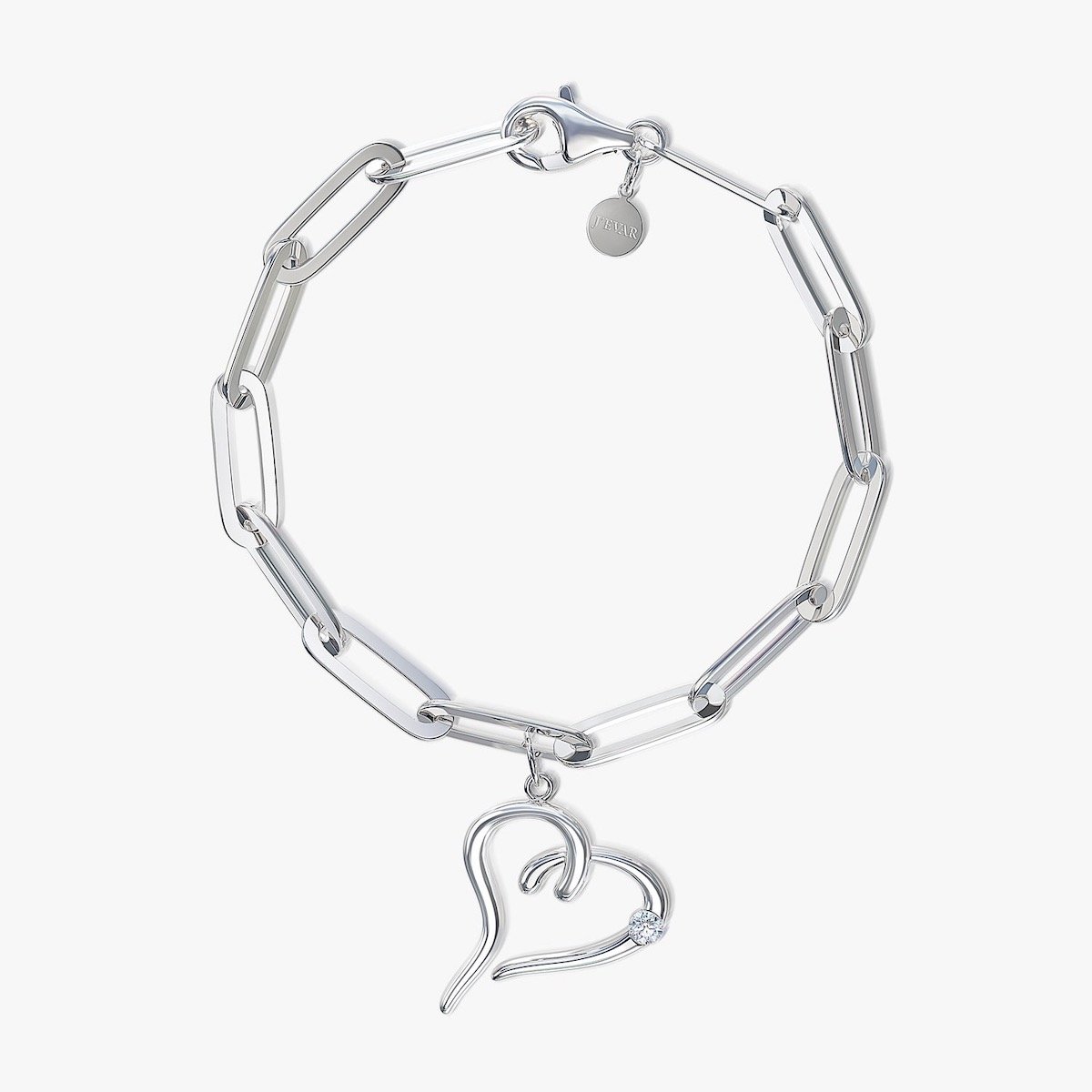 J’evar Beating Hearts Bold Heart Paperclip Bracelet, $400 at J’evar