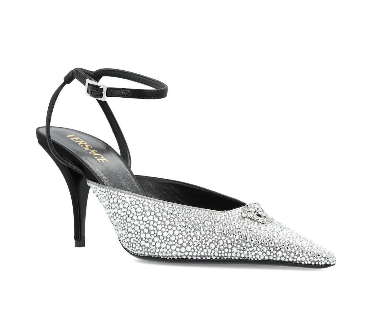 Versace 85mm Crystal La Medusa Slingback Pumps, $875 at Farfetch