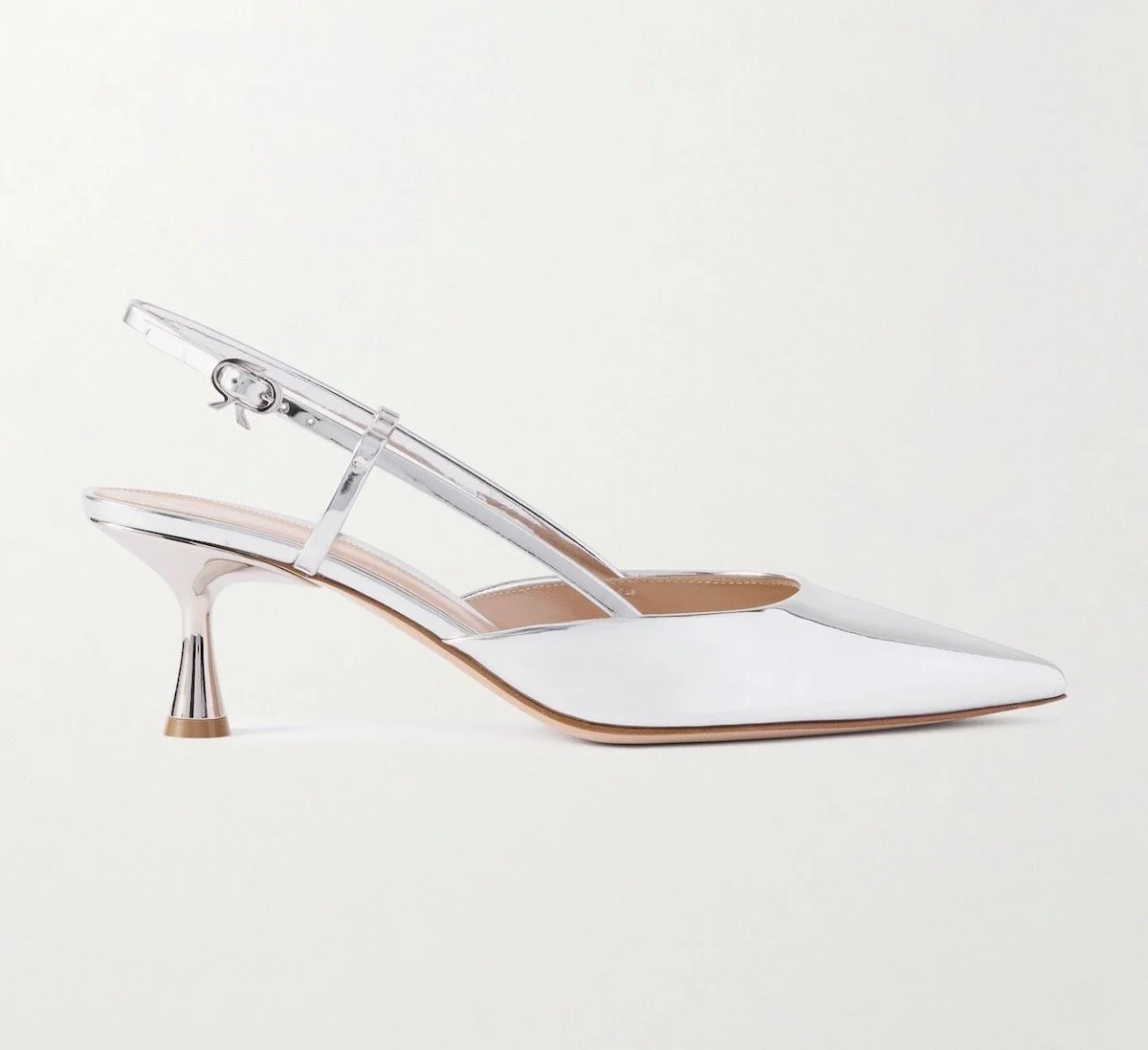 Gianvito Rossi Ascent 55 Mirrored Leather Slingback Pumps, $995 at Net-a-Porter