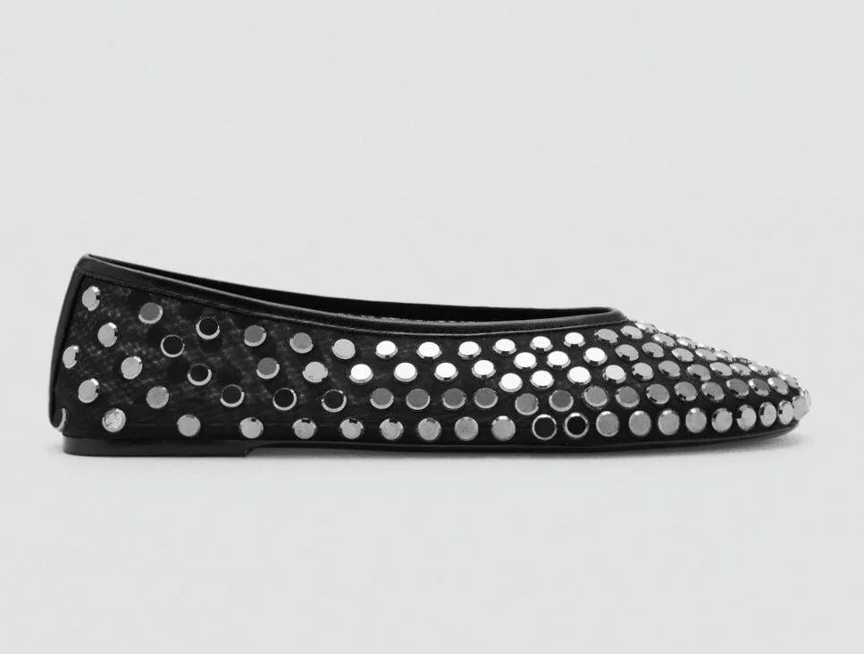 Mango Mesh Ballet Flats With Studs, $99.99 at Mango